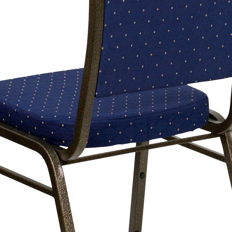 Flash Furniture HERCULES Series Crown Back Stacking Banquet Chair in Navy Blue Dot Patterned Fabric - Gold Vein Frame