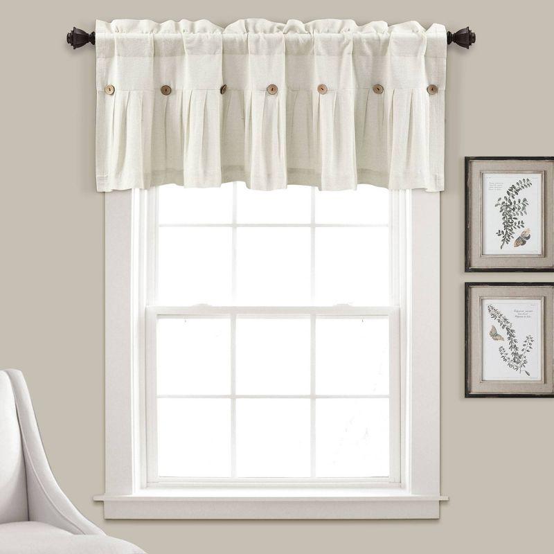 Lush Decor Linen Button Cotton Blend Tailored Window Valance