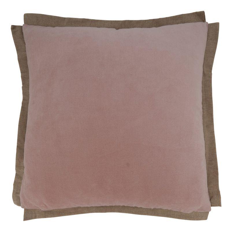 Saro Lifestyle Velvet Flange Throw Pillow With Down Filling, Blush, 20" x 20"