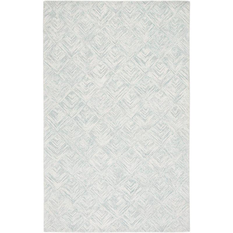 Abstract ABT428 Handmade Indoor Accent Rug - Grey/Turquoise - 3'x5' - Safavieh