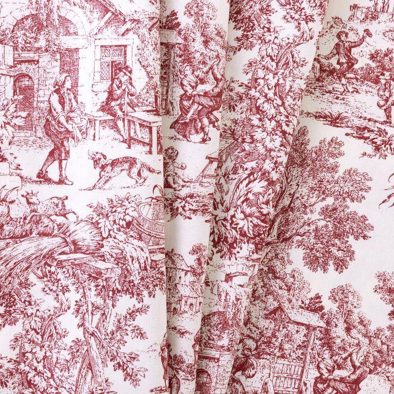 Ellis Curtain Victoria Park Toile Water Proof Room Darkening Blackout Tailored Window Valance - 70 x 12, Red