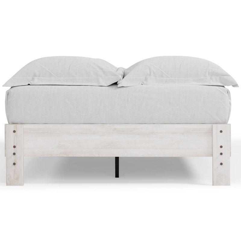 Full Shawburn Platform Bed Whitewash - Signature Design by Ashley: Chic Vintage Casual Style, No Box Spring Needed