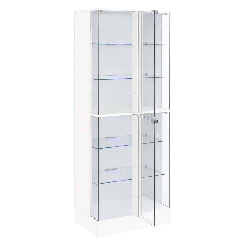 Coaster Cabra Modern Wood Curio Cabinet with Glass Shelves and LED Lighting