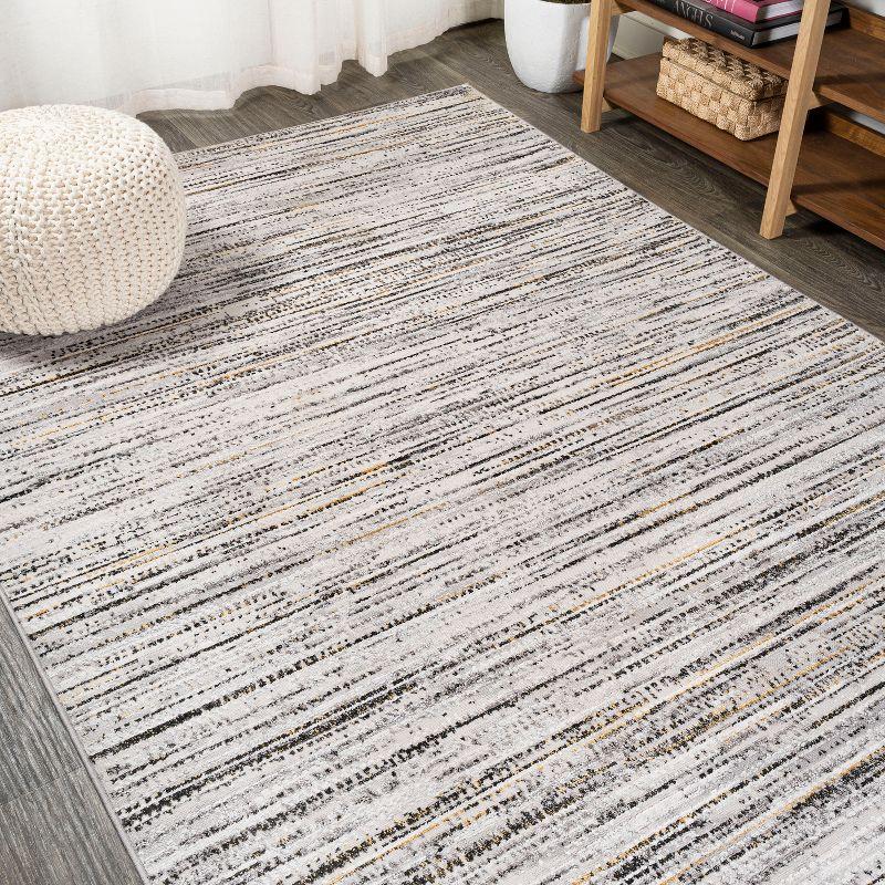 5'x8' Loom Modern Strie'  Area Rug, Gray/Black - JONATHAN Y
