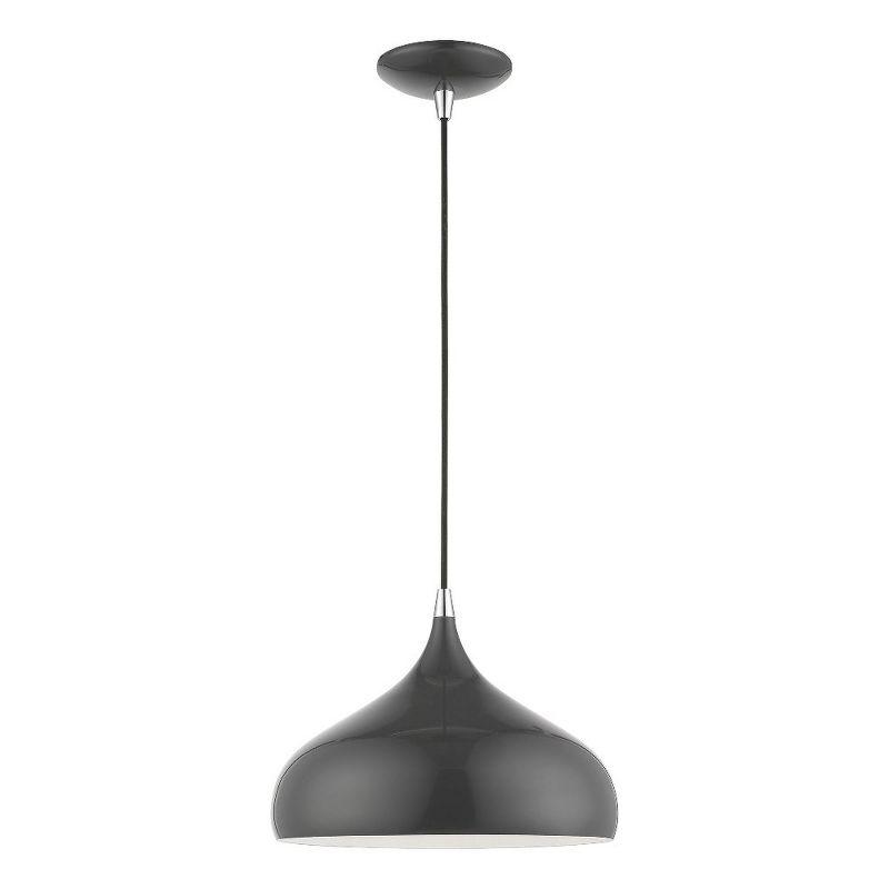 Livex Lighting Amador 1 - Light Pendant in  Shiny Dark Gray/Polished Chrome