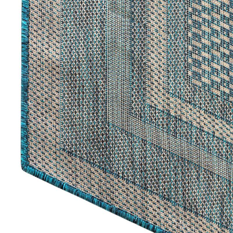 Unique Loom 8' 0 x 8' 0 Octagon Indoor/Outdoor Border Teal Area Rug