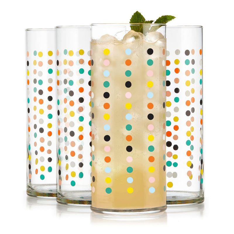 Libbey Libbey Vintage Flower Power Party Dots Cooler Glasses, 16 oz. (Set of 4)