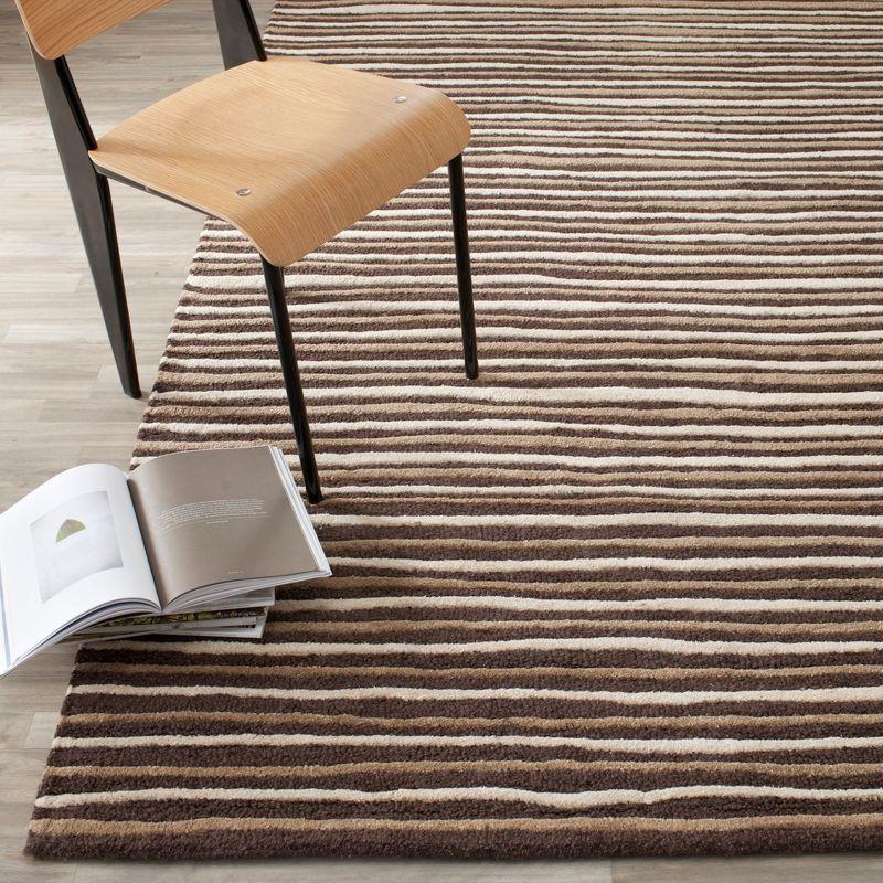 Martha Stewart Hand Drawn Stripe - MSR3619 - Indoor Hand Tufted Accent Rugs - Tilled Soil Brn - 2'6"x4'3"