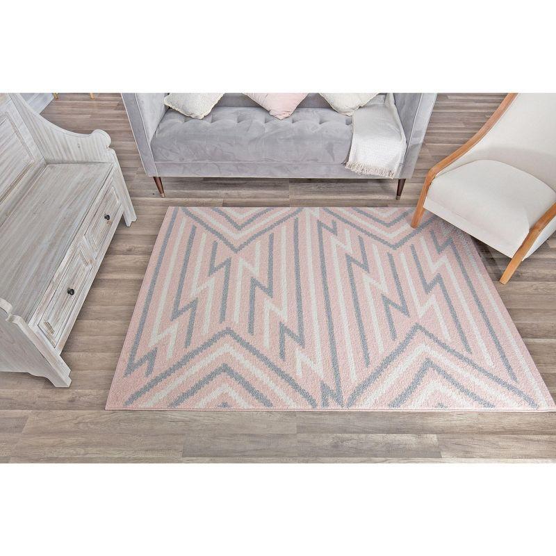 Rugs America Mika MO10A Strawberry Milk Geometric Contemporary Pink Area Rug for Dining Room Rug Neutral Rug Living Room Rug Kitchen, 2'6"x4'