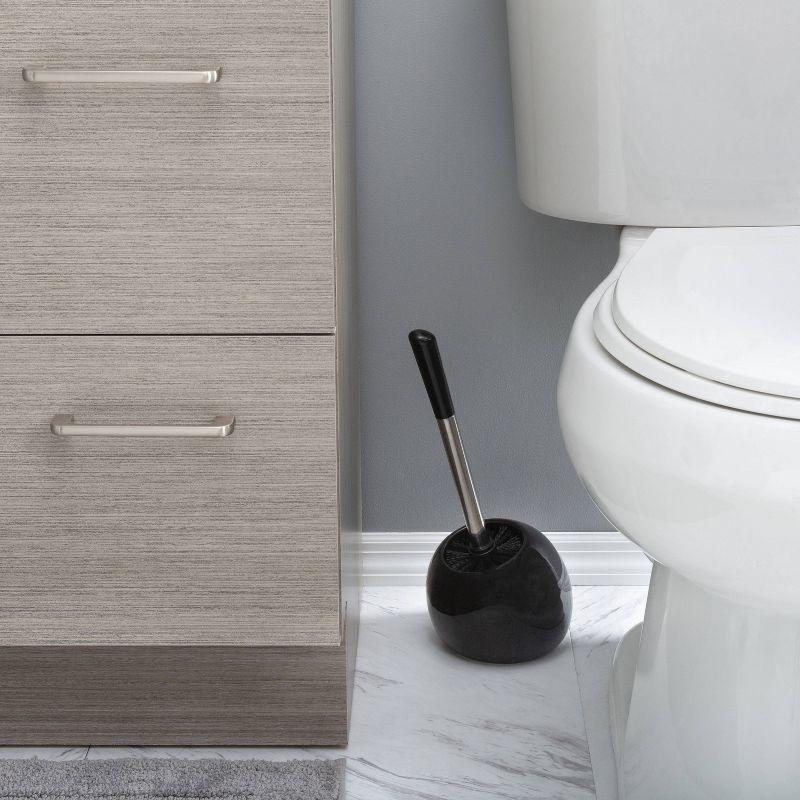 Ceramic Dome Toilet Brush and Holder Black - Bath Bliss