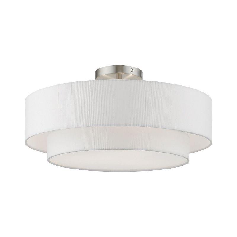 Meridian Brushed Nickel 3-Light LED Semi-Flush Mount with Glass Diffuser