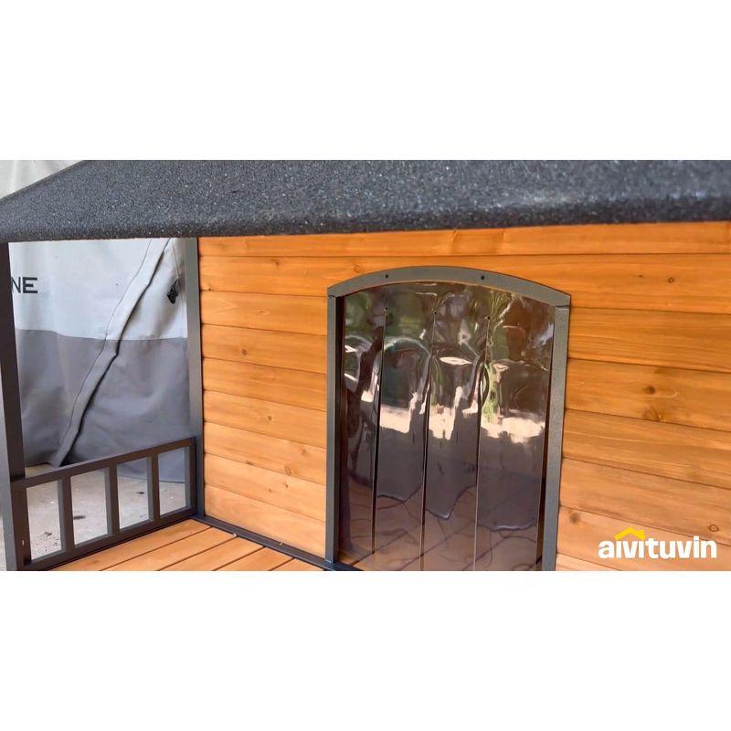 Aivituvin Weatherproof Dog House with Iron Frame| Extended Asphalt Roof|Spacious Balcony-AIR7010