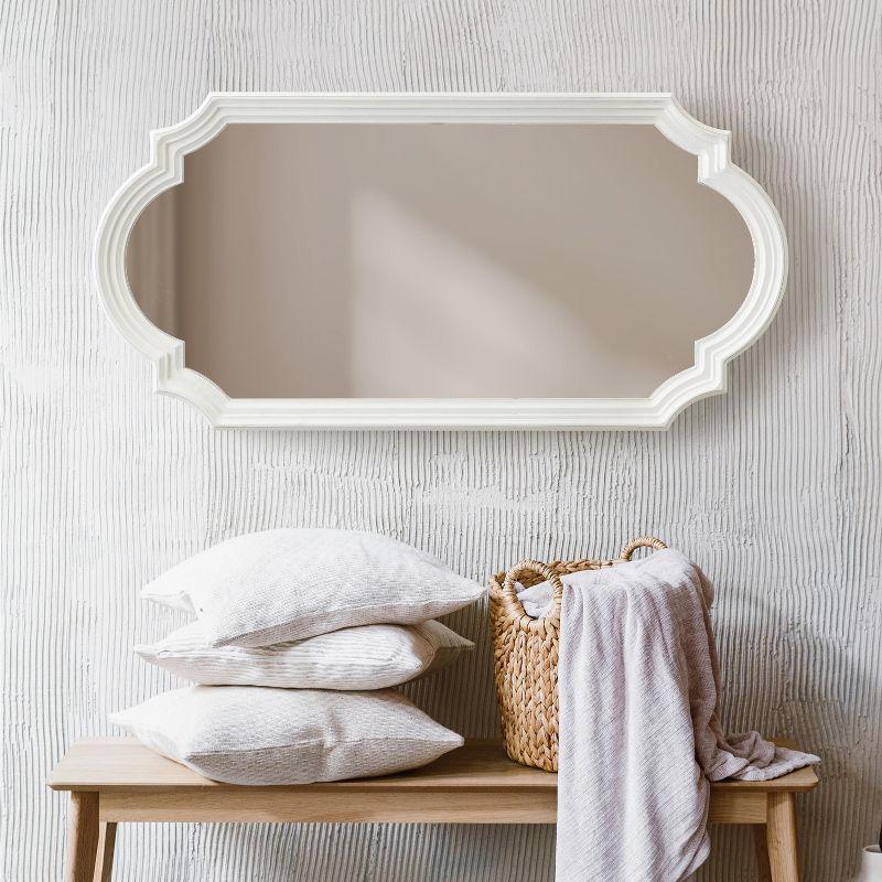 Kate and Laurel Fairbourne Scalloped MDF Full Length Mirror, 20x42, White