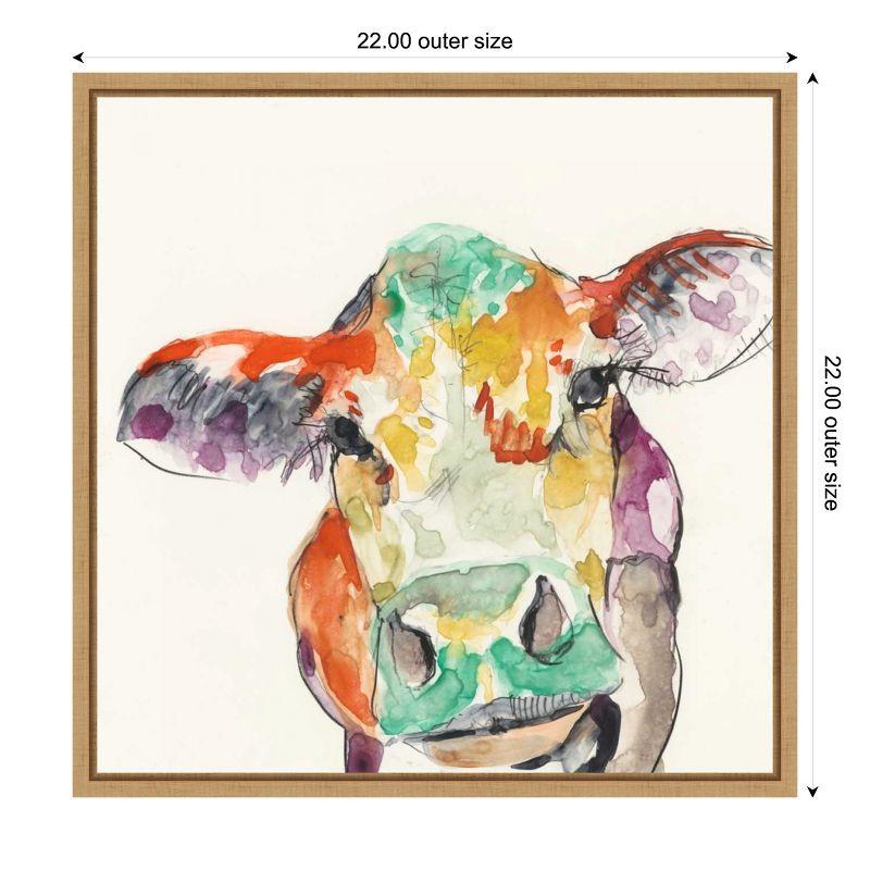 Amanti Art Hi Fi Farm Animals II Cow by Jennifer Goldberger Canvas Wall Art Print Framed 22 x 22-in.