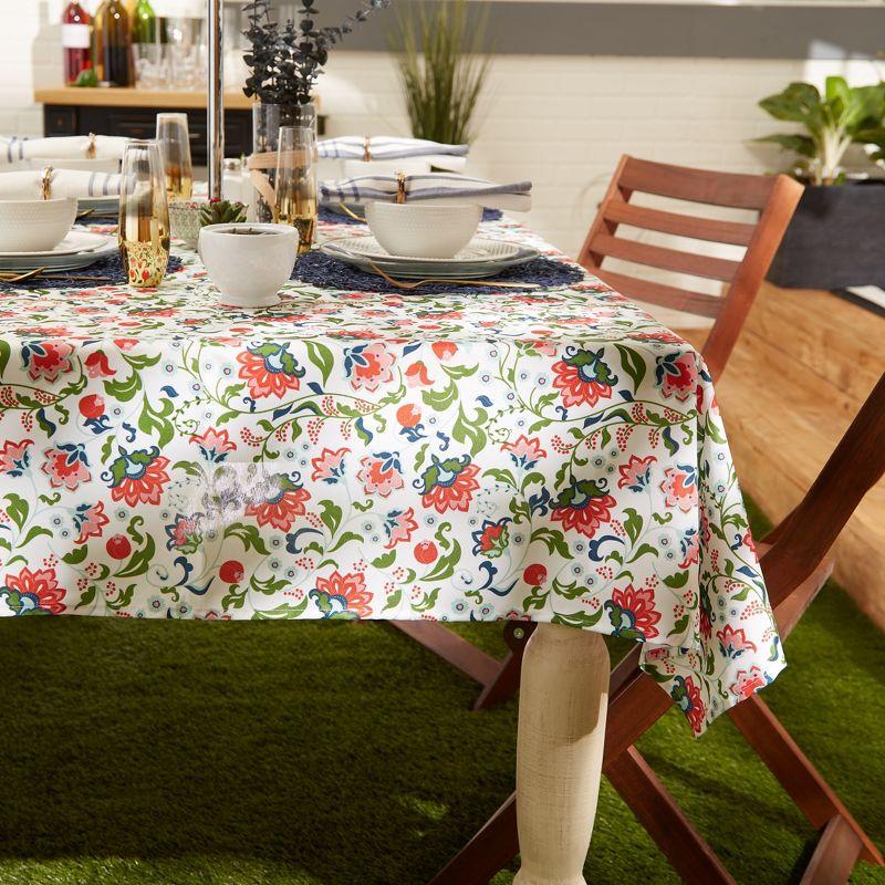 Design Imports  Garden Floral Print Outdoor Tablecloth With Zipper 60 Round