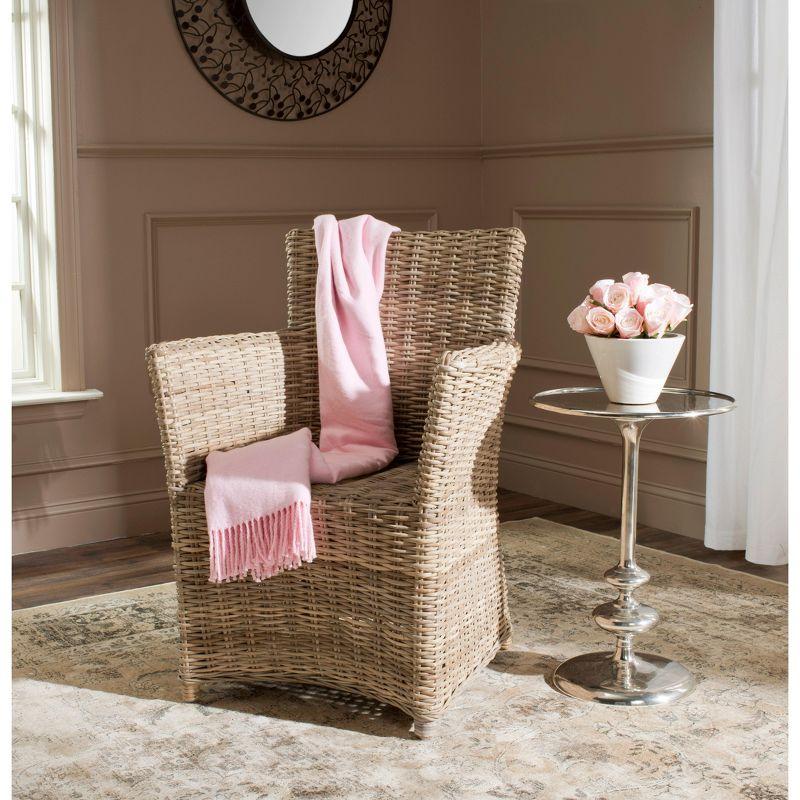 Gray Rattan Transitional Accent Arm Chair