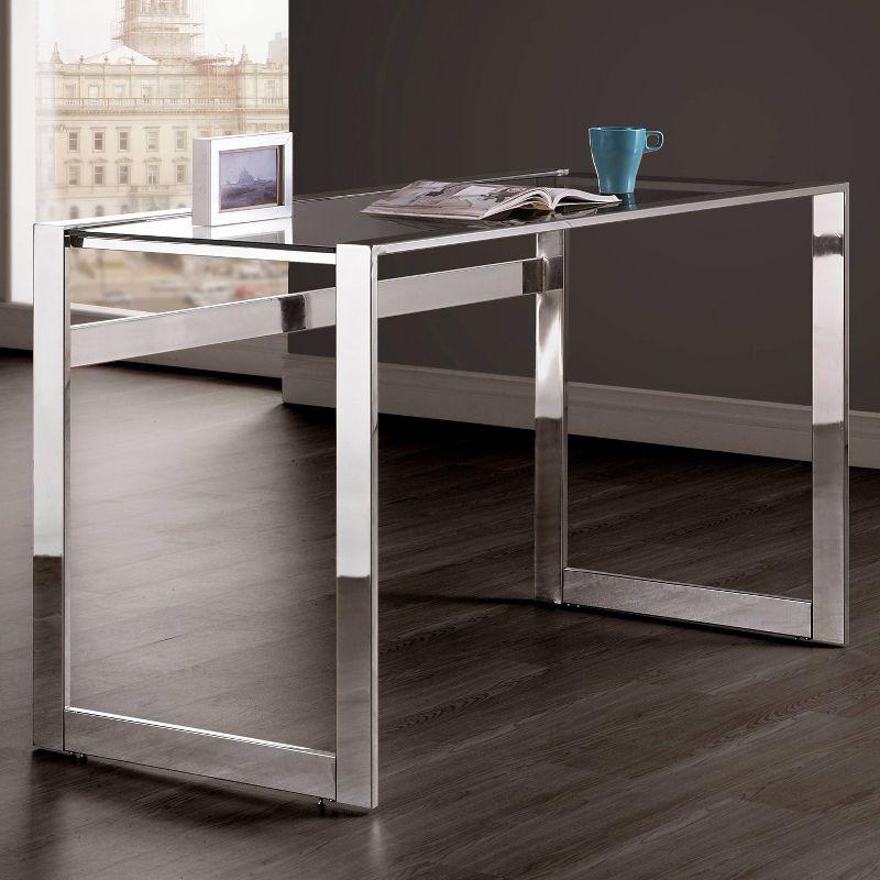 Hartford Contemporary 47'' Silver Glass Top Home Office Desk