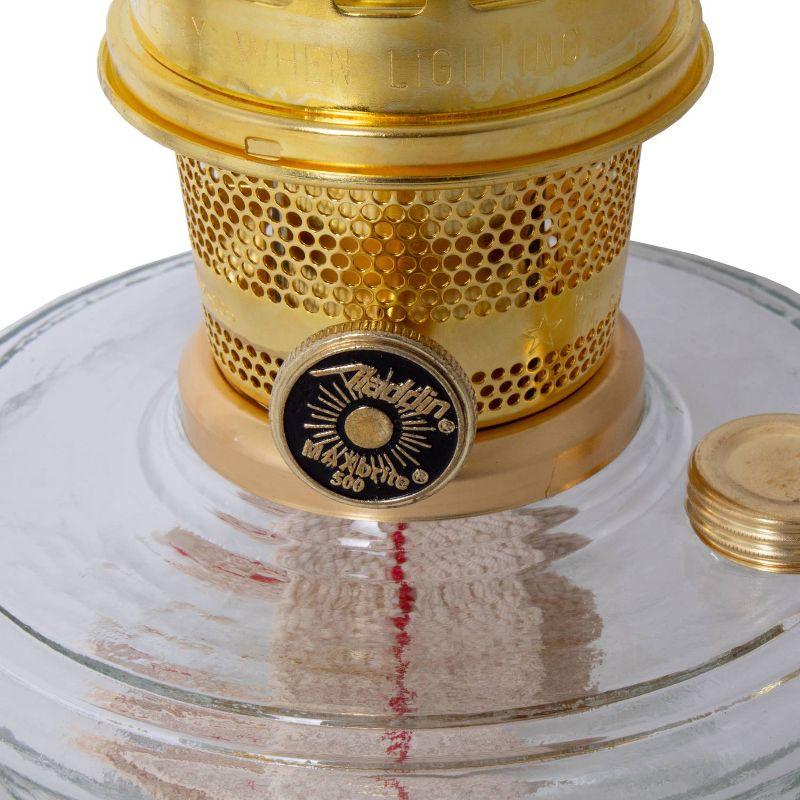 Aladdin Genie III Oil Lamp, Indoor Emergency Lighting for Shelf, Table or Hanging, Clear Glass Bowl with Brass Burner