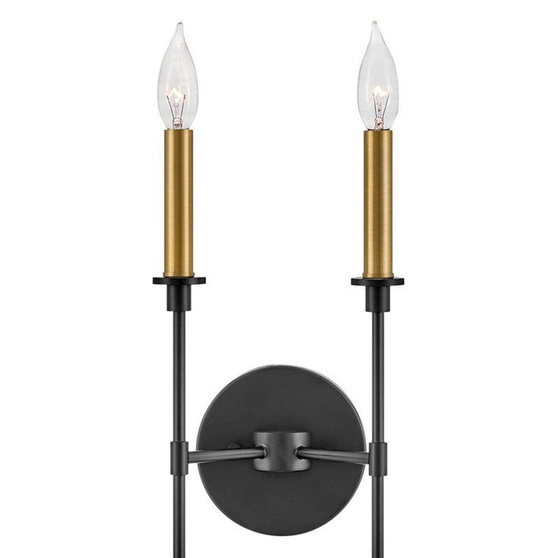 Hux 24" Black and Lacquered Brass 2-Light Wall Sconce