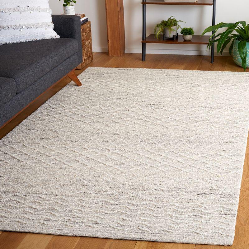 Handmade Gray Wool Tufted Rectangular 4' x 6' Area Rug