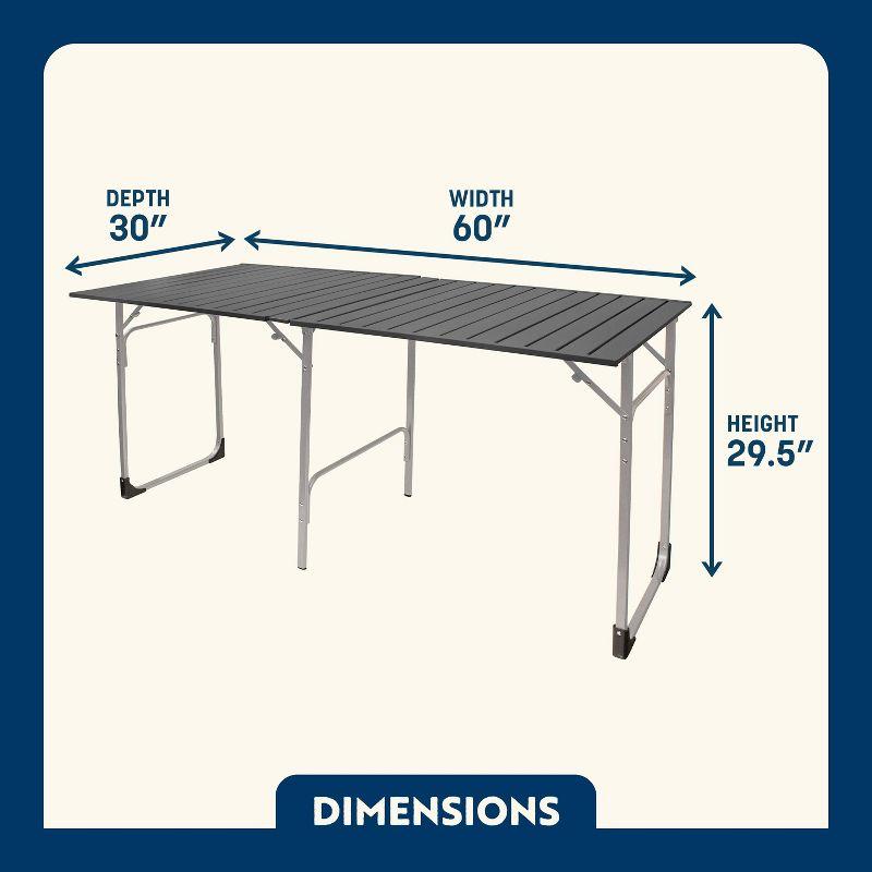 GCI Outdoor Aluminium Rectangle Slim Fold Camping Dining Table - Black Chrome