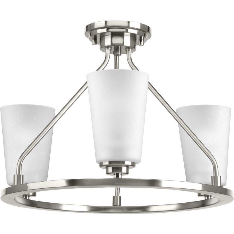 Brushed Nickel 3-Light Semi-Flush Mount with Glass Shades