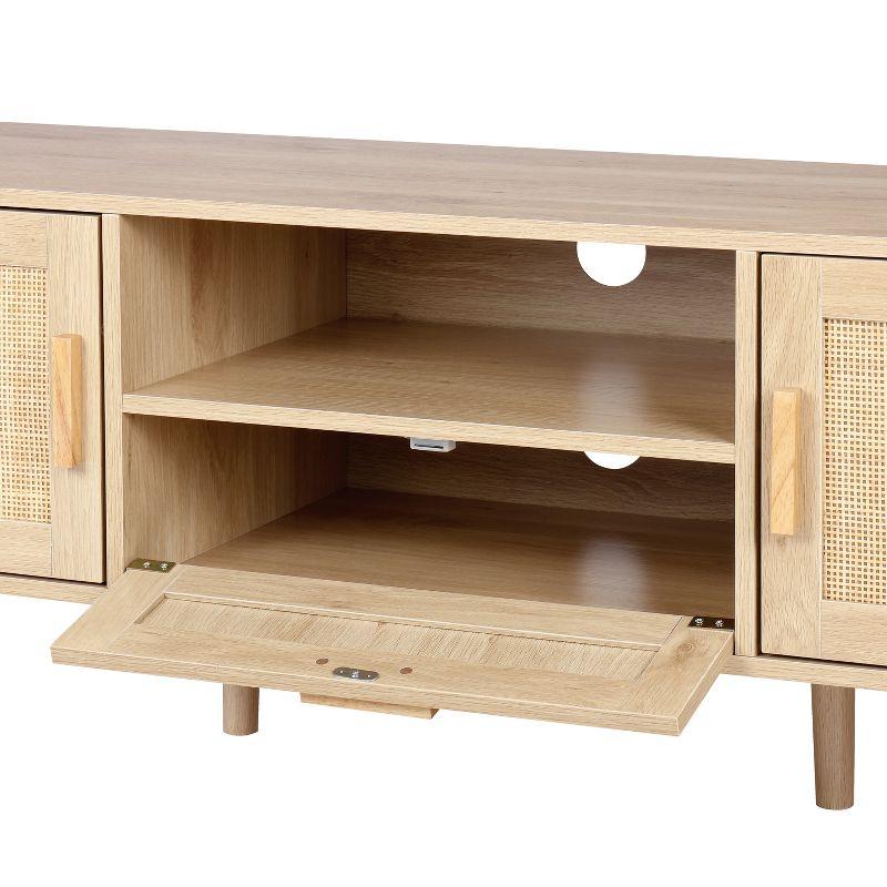 Finnhomy 59-Inch Boho TV Stand for up to 70-Inch TVs with 2 Rattan Doors