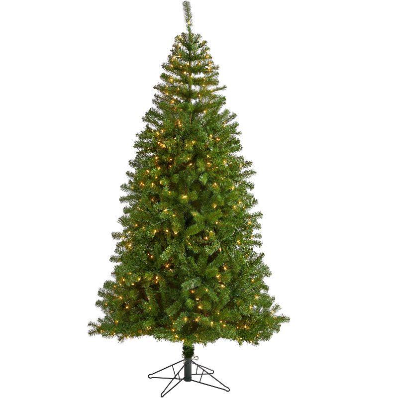 7-Foot Pine Artificial Christmas Tree with Warm LED Lights