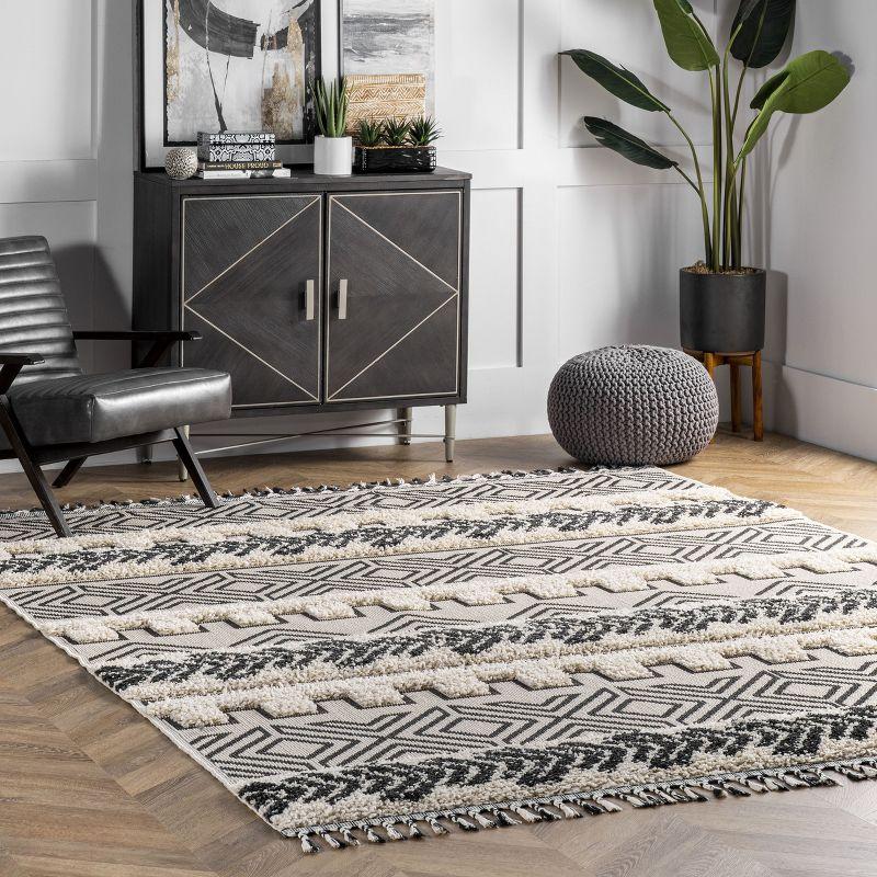 Light Gray Braided Shag Square Area Rug 3' x 5'