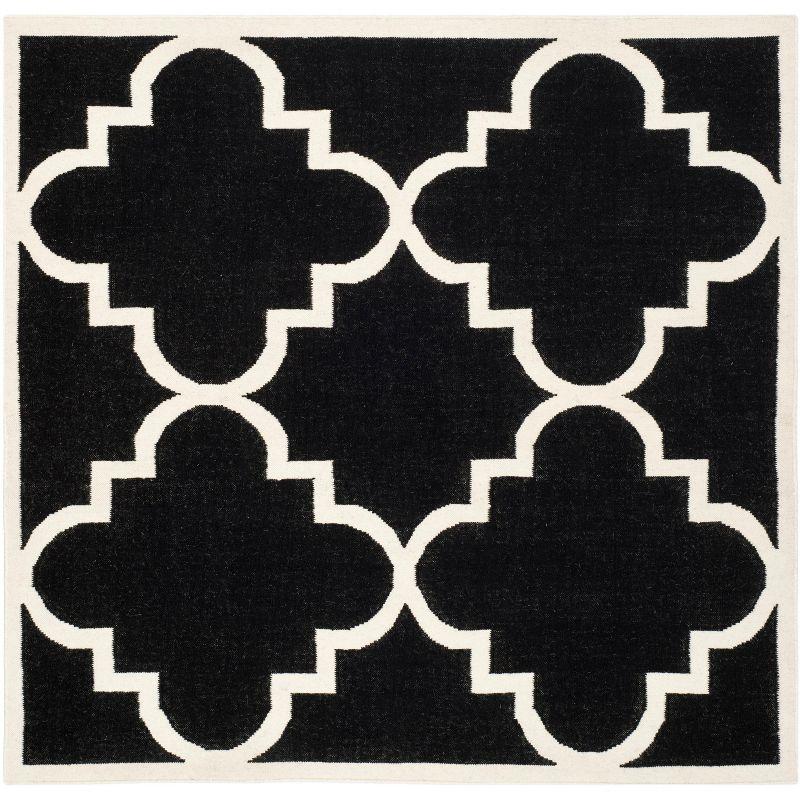 Dhurries DHU633 Hand Woven Area Rug - Black/Ivory - 6'x6' - Safavieh.