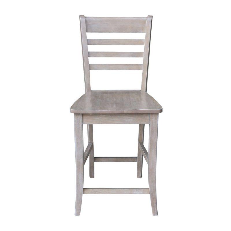 24" Roma Counter Height Barstool Washed Gray Taupe - International Concepts: Solid Wood, Ladder-Back