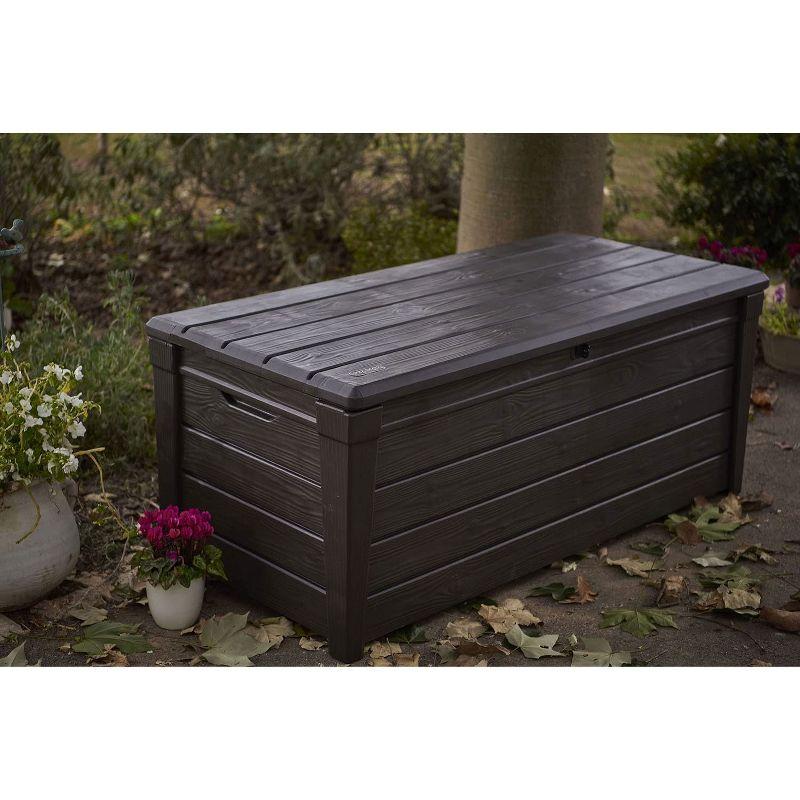 Keter Keter Brightwood 120 Gallon Large Durable Outdoor Storage and Weather Resistant Resin Deck Box