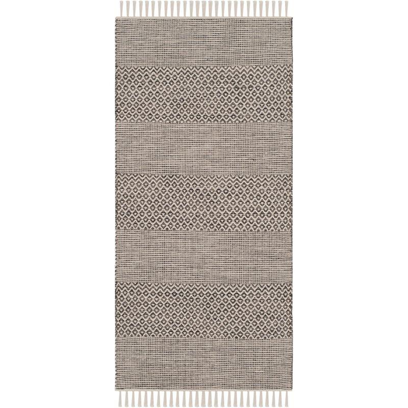 Ivory and Anthracite Handwoven Cotton-Wool Blend Area Rug 2'3" x 4'