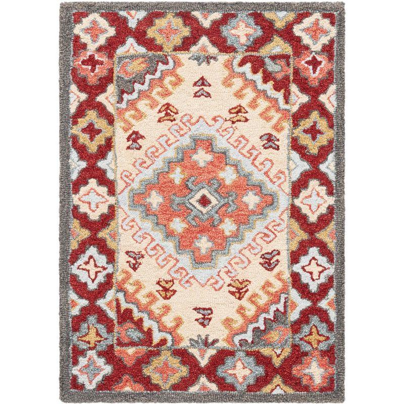 Aspen APN801 Hand Tufted Indoor Accent Rug - Red/Ivory - 2'3"x4' - Safavieh