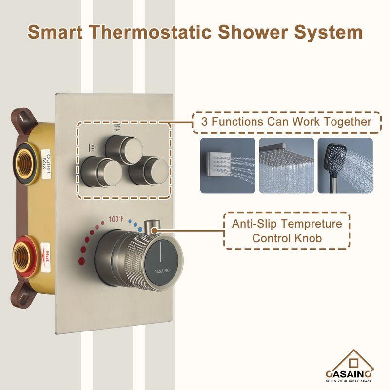 CASAINC 6-Spray 12 in. Thermostatic Dual Shower Heads with 6-Jets
