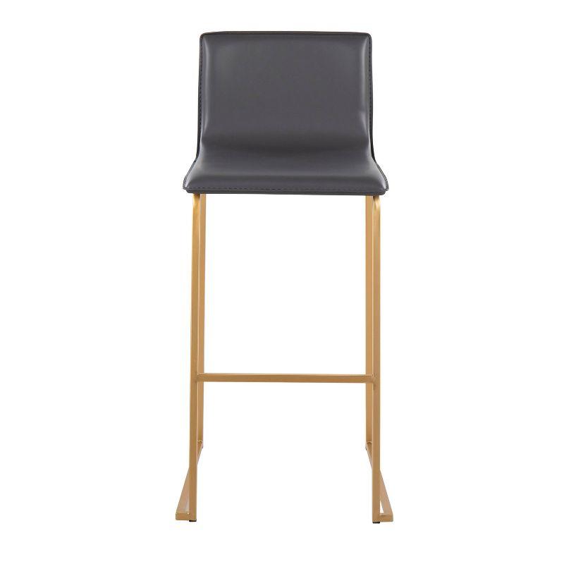 Set of 2 Mara Upholstered Barstools Gray/Gold - Lumisource: With Backs, Fixed Height, Steel Frame