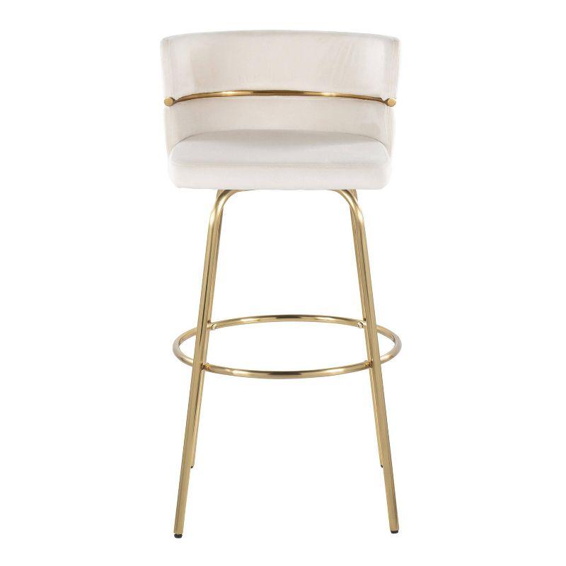 Set of 2 Cinch-Claire Barstools Gold/Cream - LumiSource: Swivel, Velvet Upholstery, Metal Base