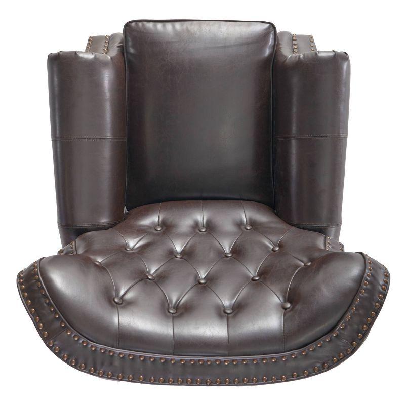 Walder Bonded Leather Press-Back Recliner Club Chair Brown - Christopher Knight Home: Elegant Winged Back, Hardwood Frame