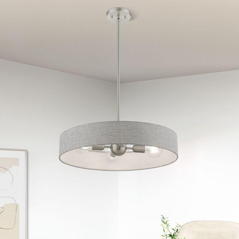 Livex Lighting Elmhurst 4 - Light Pendant in  Brushed Nickel/Shiny White