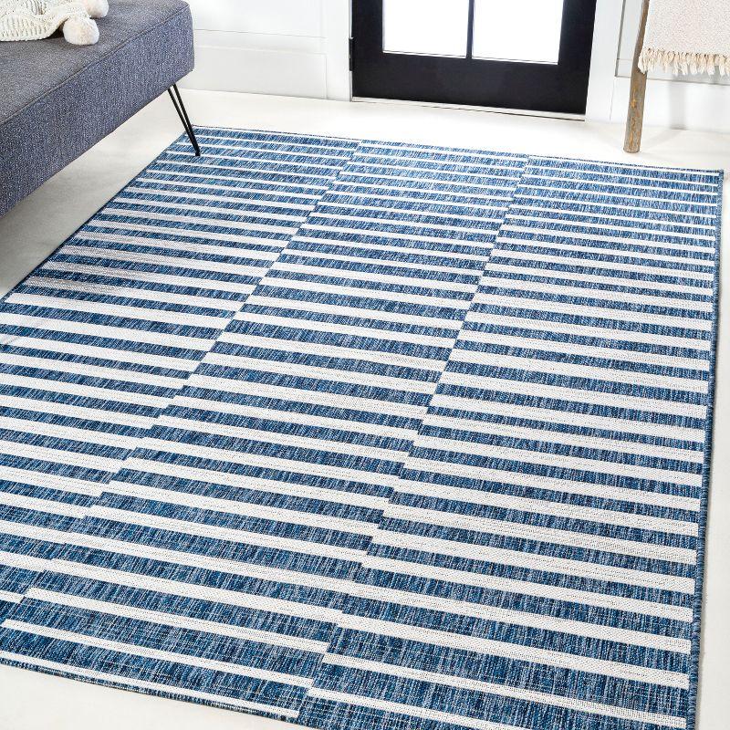 Sukie Reversible Blue/Ivory Stripe Synthetic 3x5 Area Rug