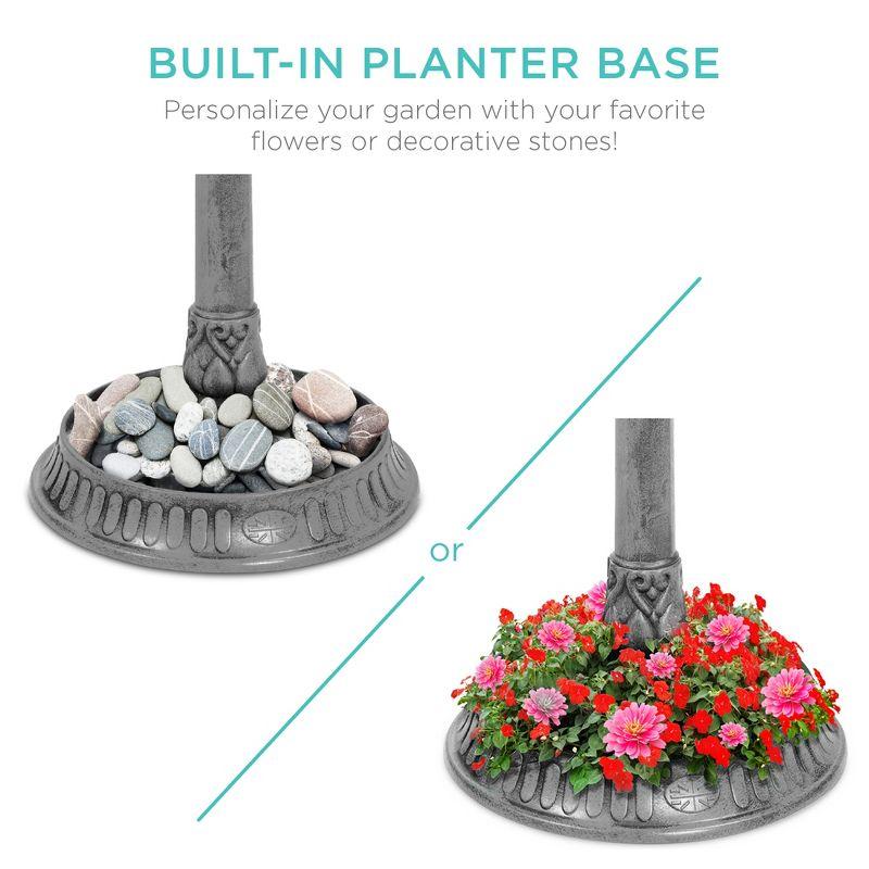 Best Choice Products Solar Outdoor Bird Bath Pedestal Fountain Garden Decoration w/ Fillable Planter Base