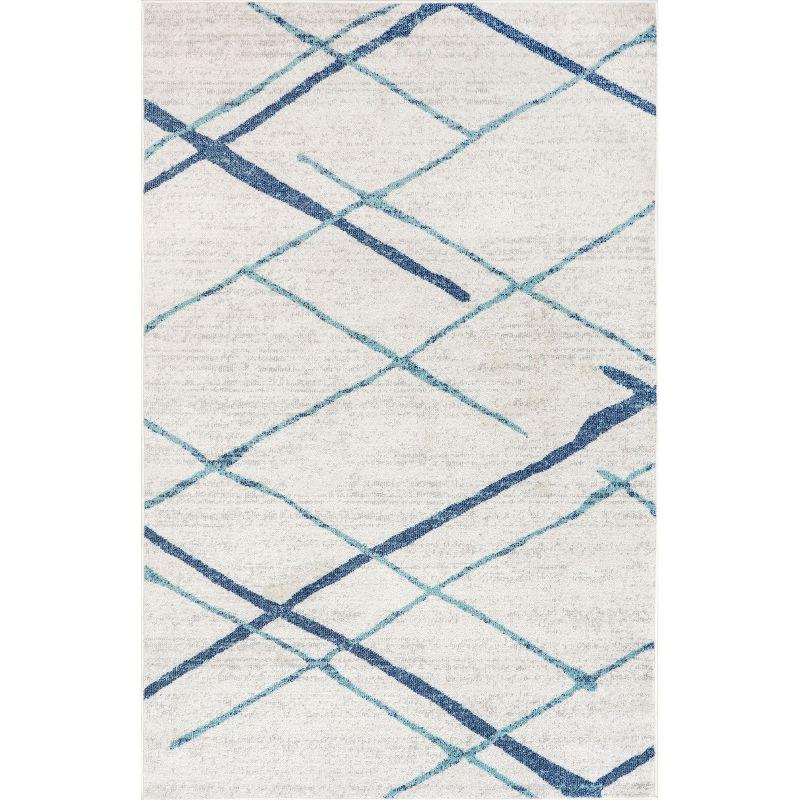 Nuloom 5x8 Thigpen Contemporary Indoor Area Rug, Light Blue, Abstract Lines, Non-Slip Backing, Stain Resistant, BedroomLiving Room, Kitchen,