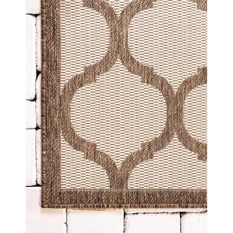 Unique Loom 6' 1 x 6' 1 Square Beige and Brown Outdoor Trellis Moroccan Area Rug