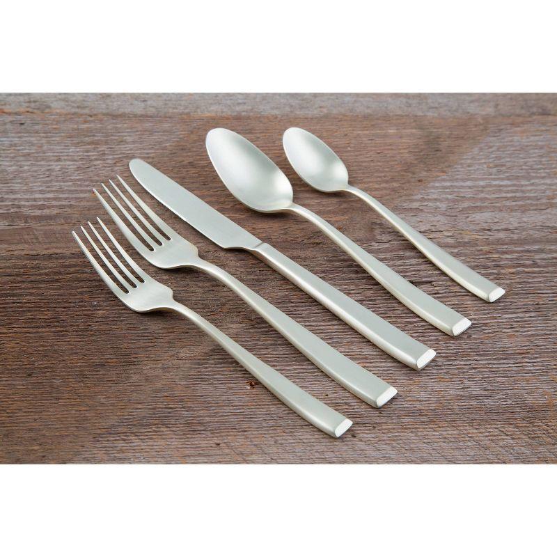 Samira Champagne Satin 20-Piece Stainless Steel Flatware Set