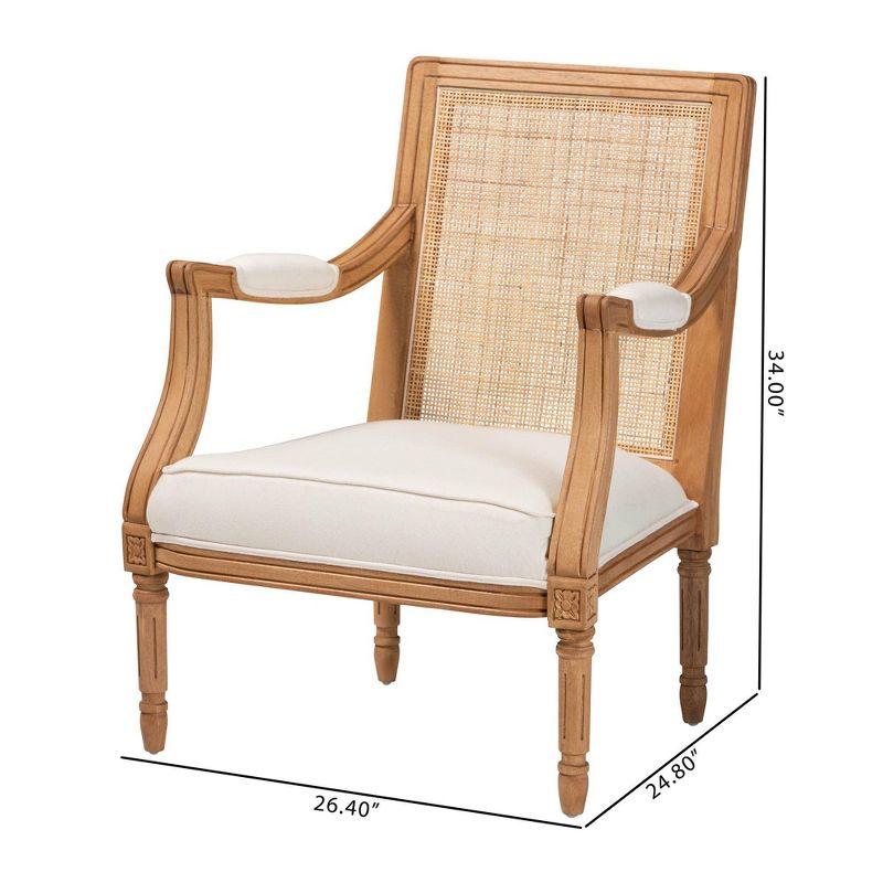 bali & pari Garridan Fabric and Wood Accent Chair Beige/Honey Oak: Polyester Upholstery, Spot Clean, Rattan Frame