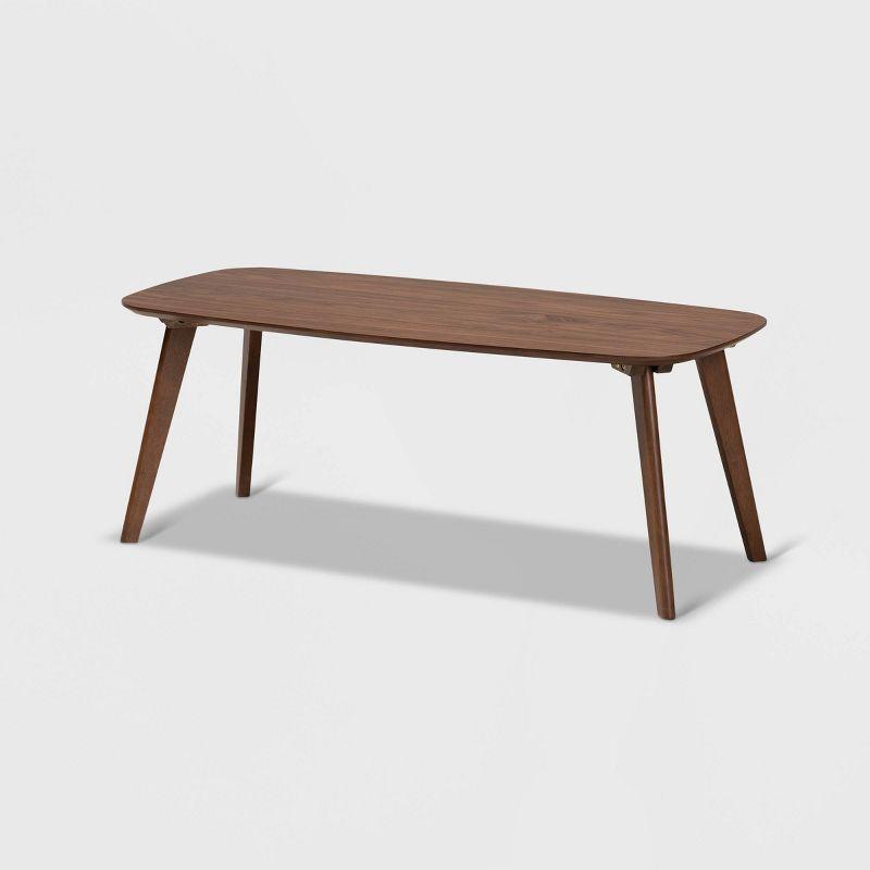 Dahlia Mid-Century Walnut Brown Round Wood Coffee Table