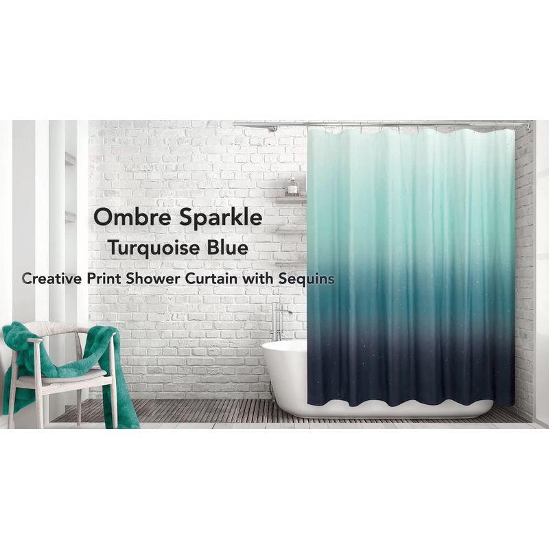 Gray Ombre Sparkle Polyester Shower Curtain with Sequins