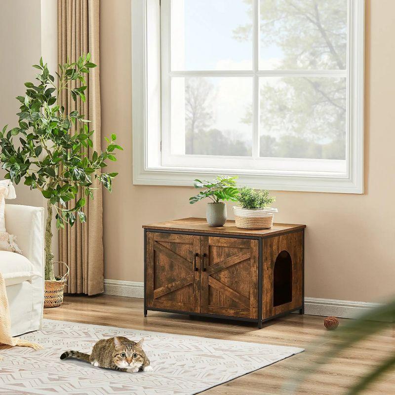 unipaws Cat Litter Box Enclosure - Top Opening - Walnut