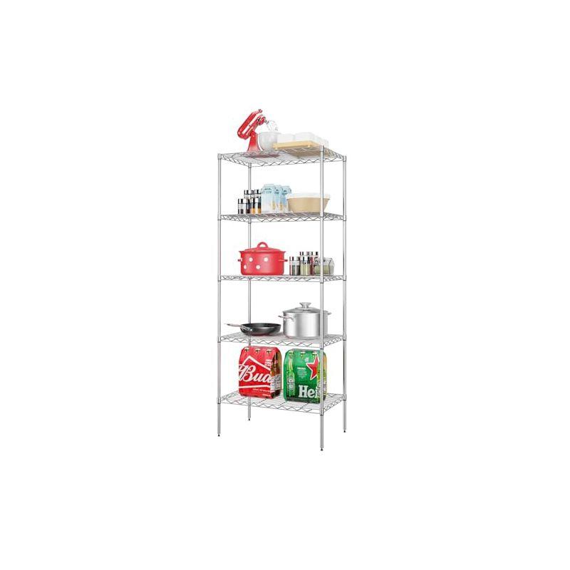 Chrome 5-Tier Adjustable Metal Wire Shelving Unit