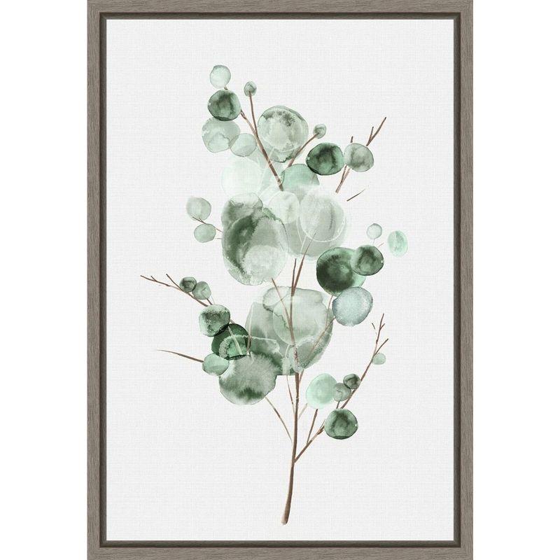 Eva Watts Green Eucalyptus Watercolor Canvas Print with Frame